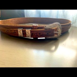 Vintage Tooled Leather Floral Belt